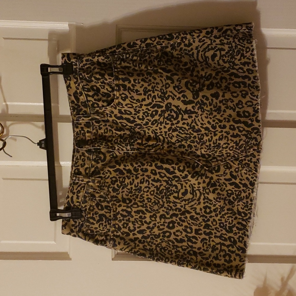 NWT Madewell A-line denim leopard print skirt